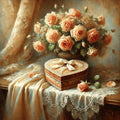 Vintage Roses Still Life Art Print: Heart-Shaped Box (Digital Download)