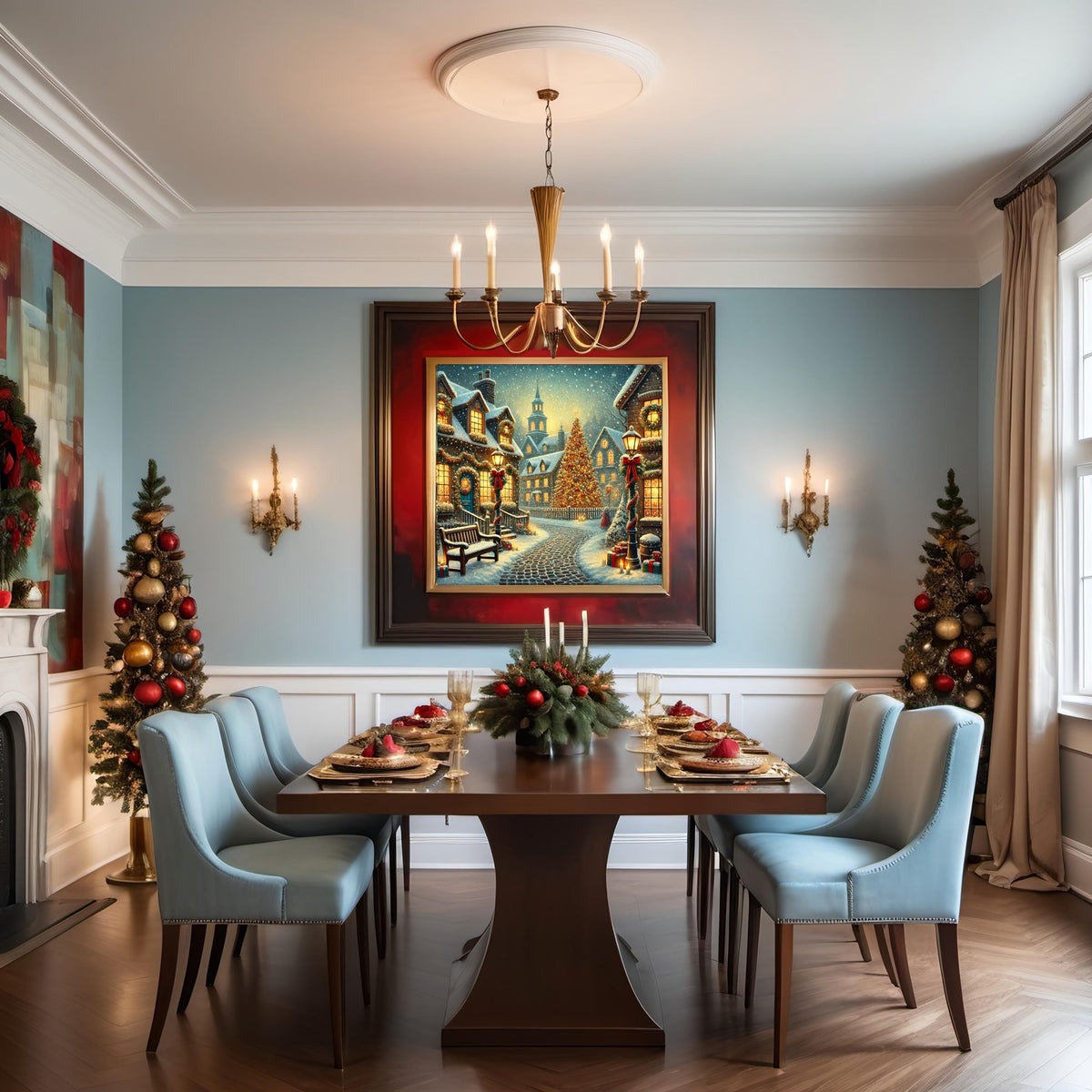 Vintage Christmas Town Print: Nostalgic Holiday Wall Art (Digital Download)