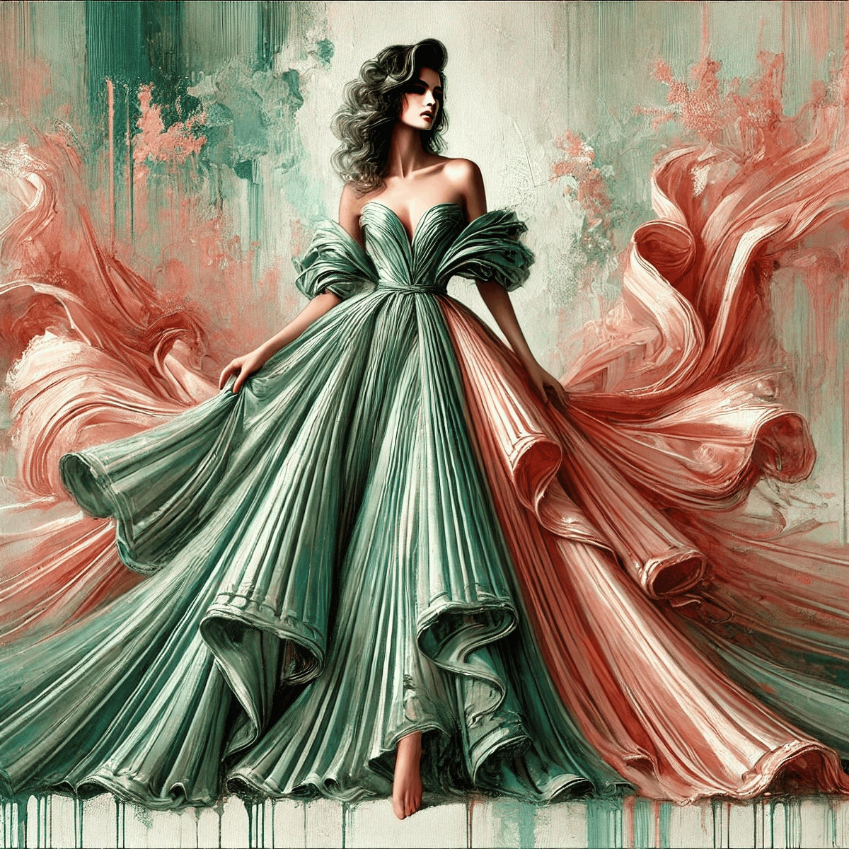 Vintage Couture Gown Art Print: Elegant Fashion Illustration (Digital Download)