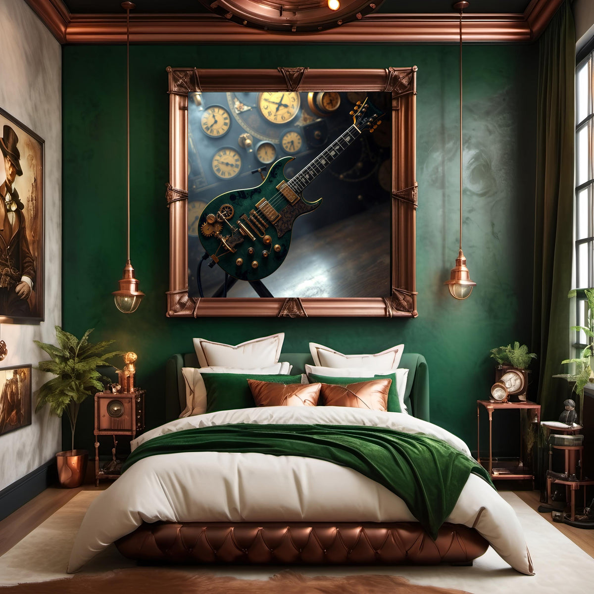 Steampunk Electric Guitar Wall Art: Music Room Decor (Digital Download)