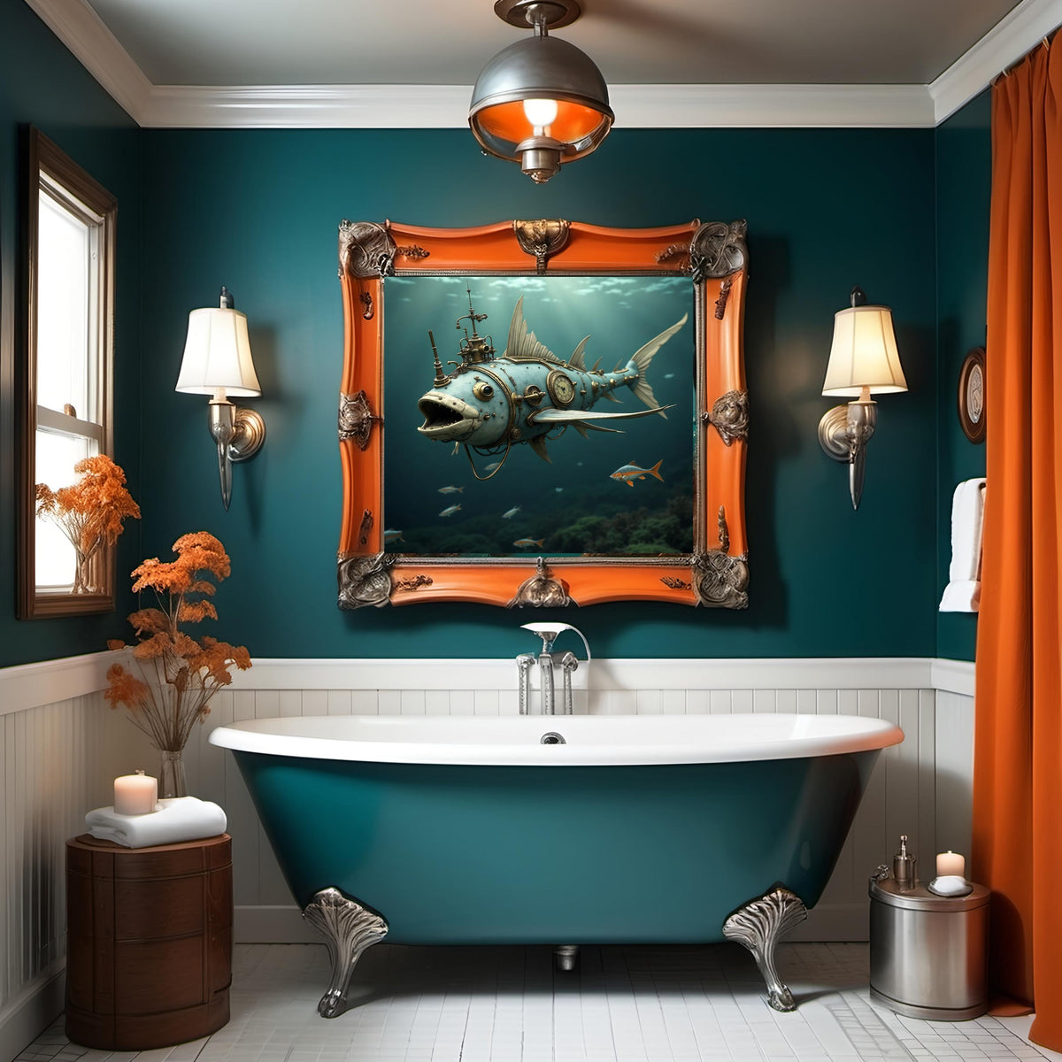 Steampunk Clockwork Fish Print: Quirky Nautical Wall Art (Digital Download)