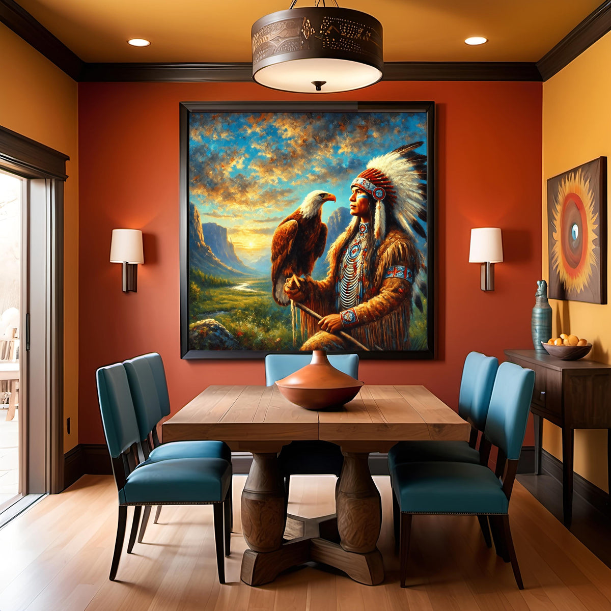 Native American Chief & Bald Eagle Art Print: Tribal Home Decor (Digital Download)