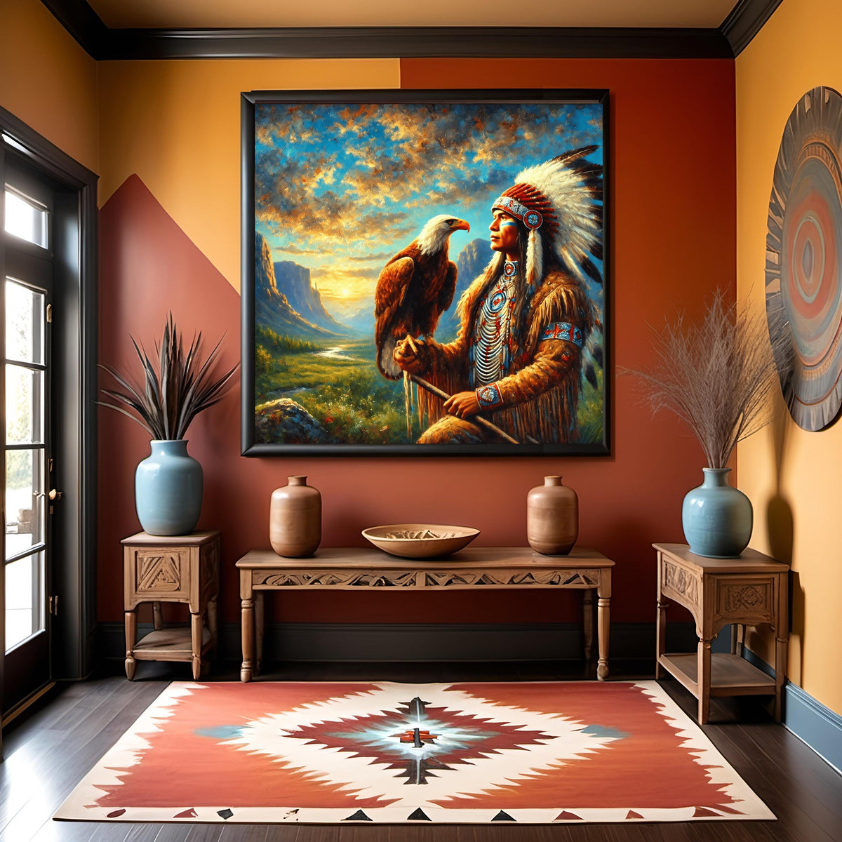 Native American Chief & Bald Eagle Art Print: Tribal Home Decor (Digital Download)