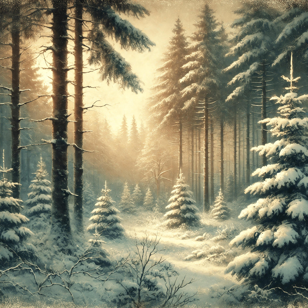 Vintage Snowy Forest Print: Serene Winter Landscape (Digital Download) 2