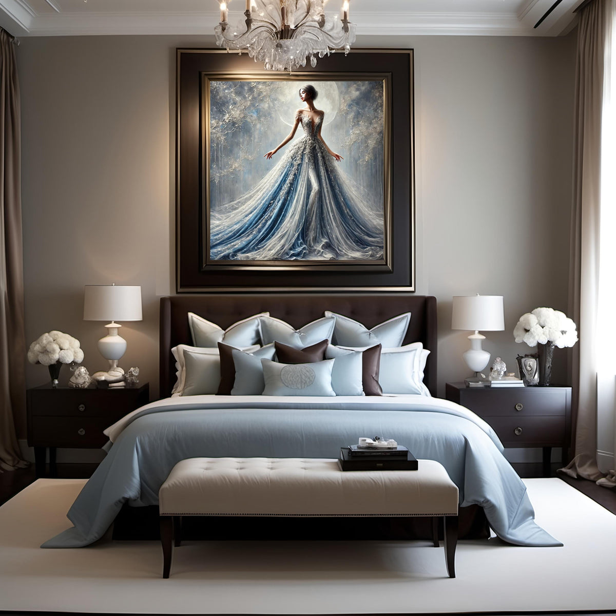 Moonlit Ice Couture Gown Digital Print: Ethereal Fashion Wall Art (Digital Download)