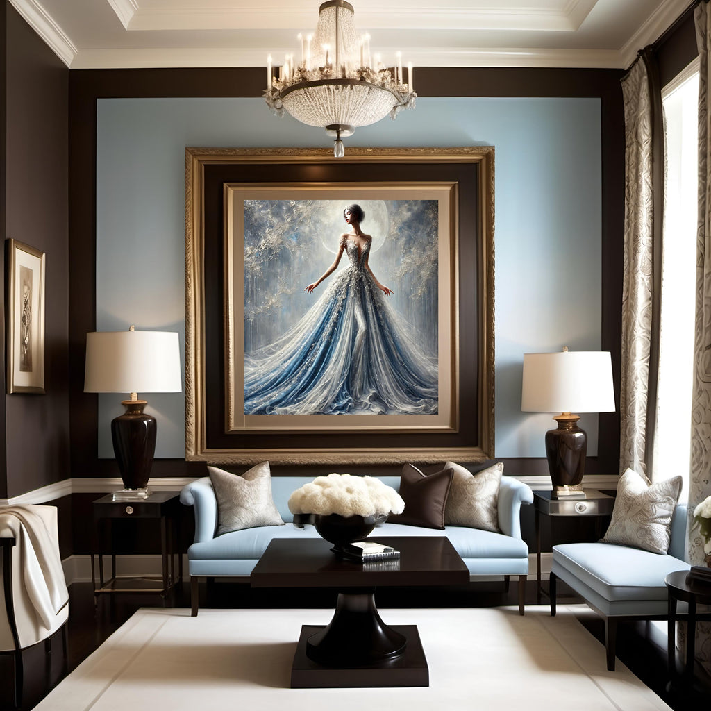 Moonlit Ice Couture Gown Digital Print: Ethereal Fashion Wall Art (Digital Download)