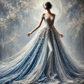 Moonlit Ice Couture Gown Digital Print: Ethereal Fashion Wall Art (Digital Download)