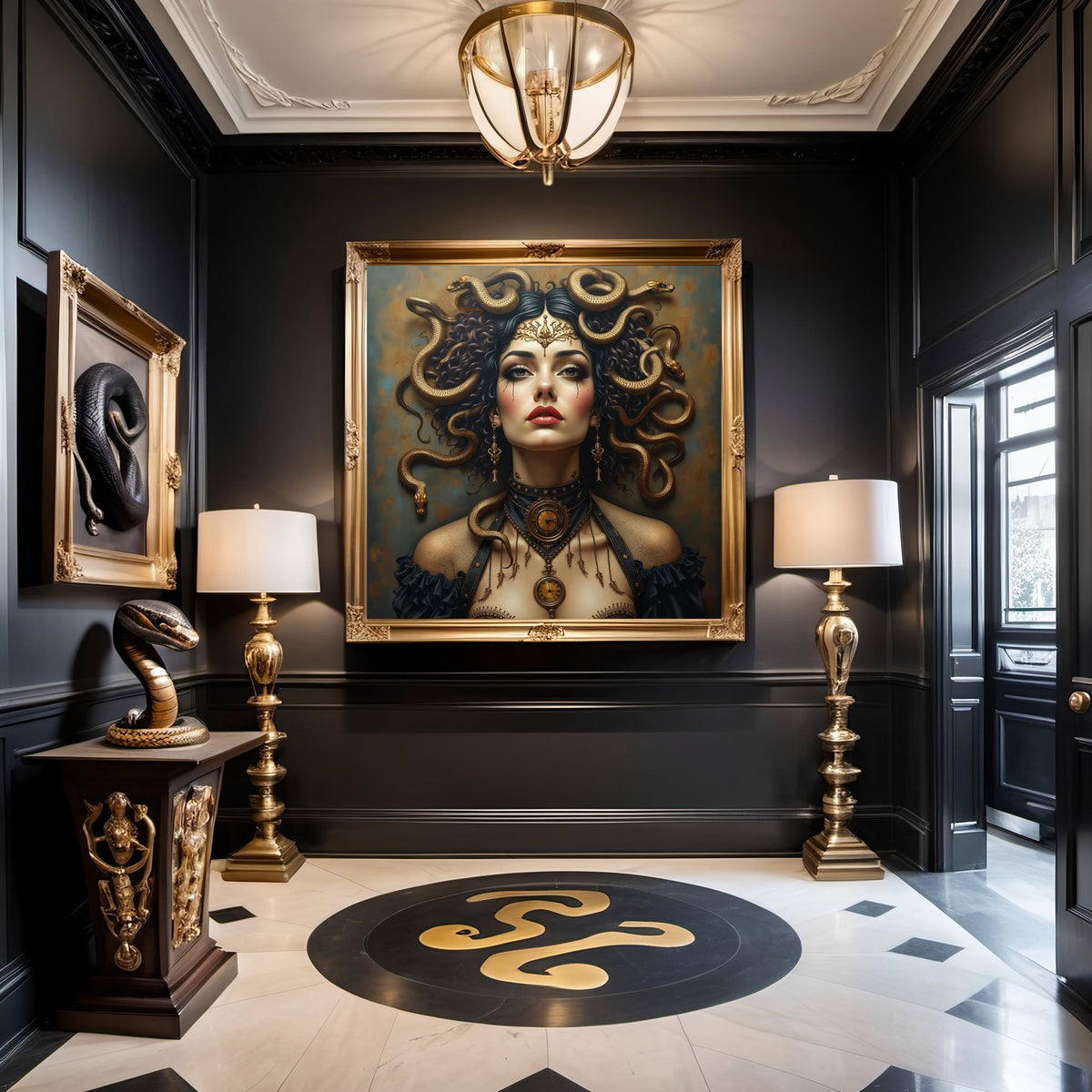 Medusa Portrait Art: Steampunk Snake Queen, Gothic Fantasy (Digital Download)