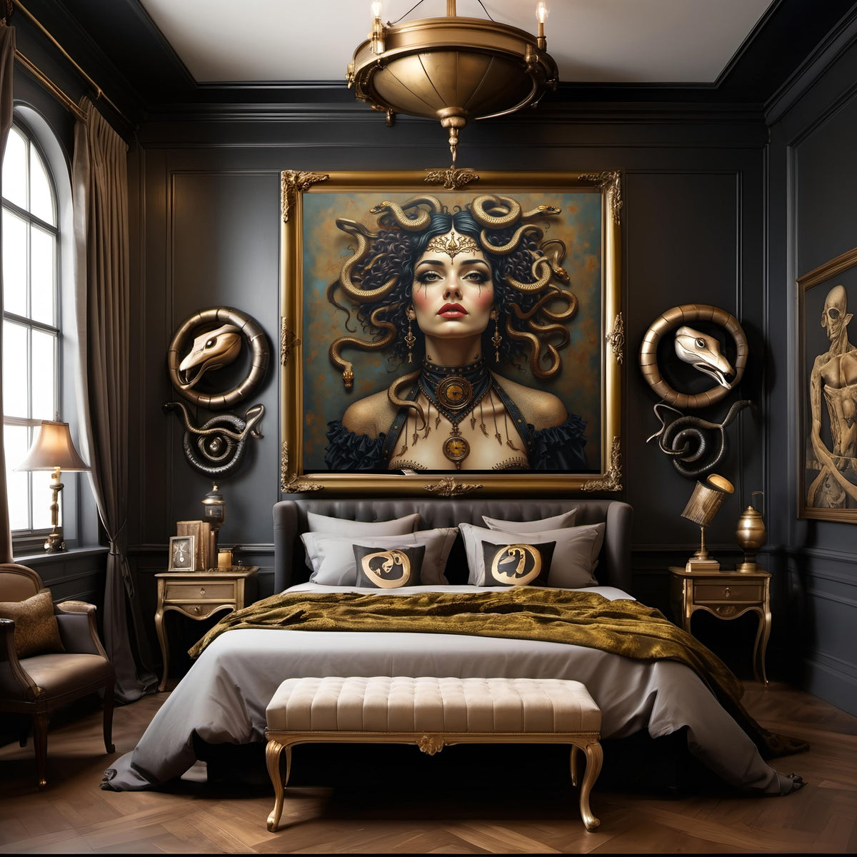 Medusa Portrait Art: Steampunk Snake Queen, Gothic Fantasy (Digital Download)