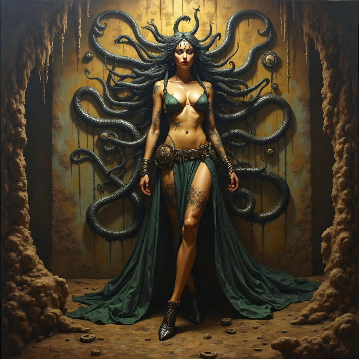 Dark Fantasy Medusa Art Print: Gothic Snake Goddess Decor (Digital Download)