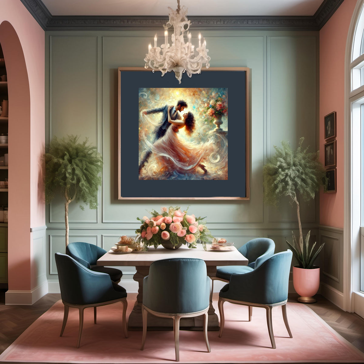 Romantic Couple Dancing Print: Impressionist Ballroom Art (Digital Download)