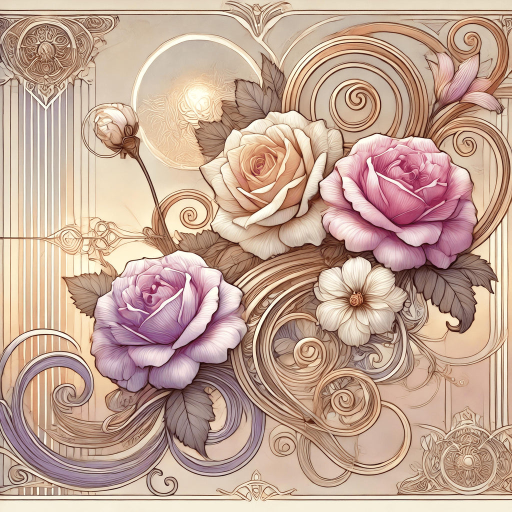 Art Nouveau Rose Print: Elegant Floral Botanical Wall Art (Digital Download) 3