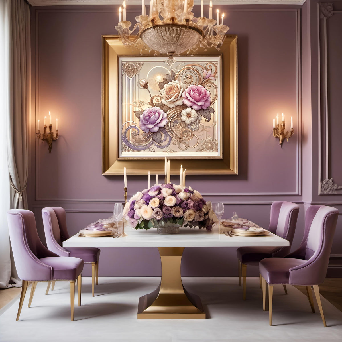 Art Nouveau Rose Print: Elegant Floral Botanical Wall Art (Digital Download) 3