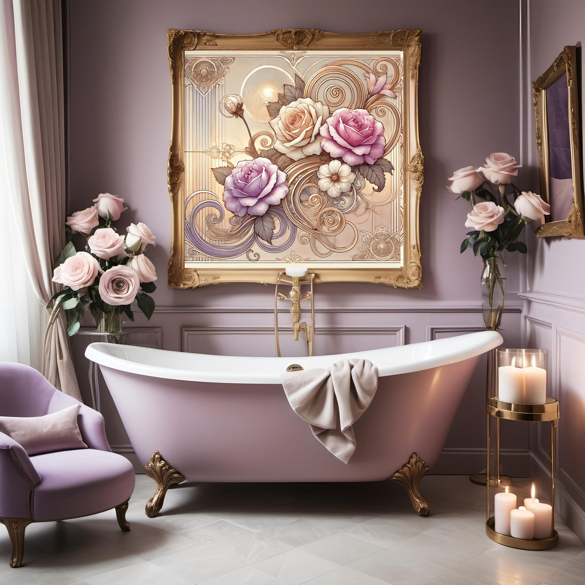 Art Nouveau Rose Print: Elegant Floral Botanical Wall Art (Digital Download) 3