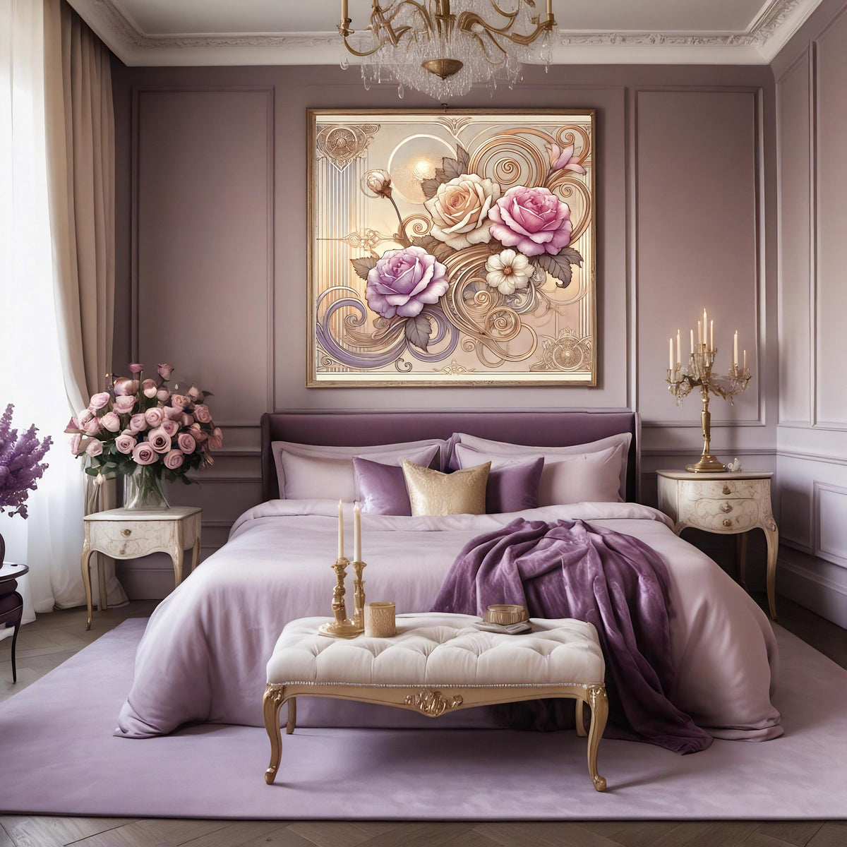 Art Nouveau Rose Print: Elegant Floral Botanical Wall Art (Digital Download) 3