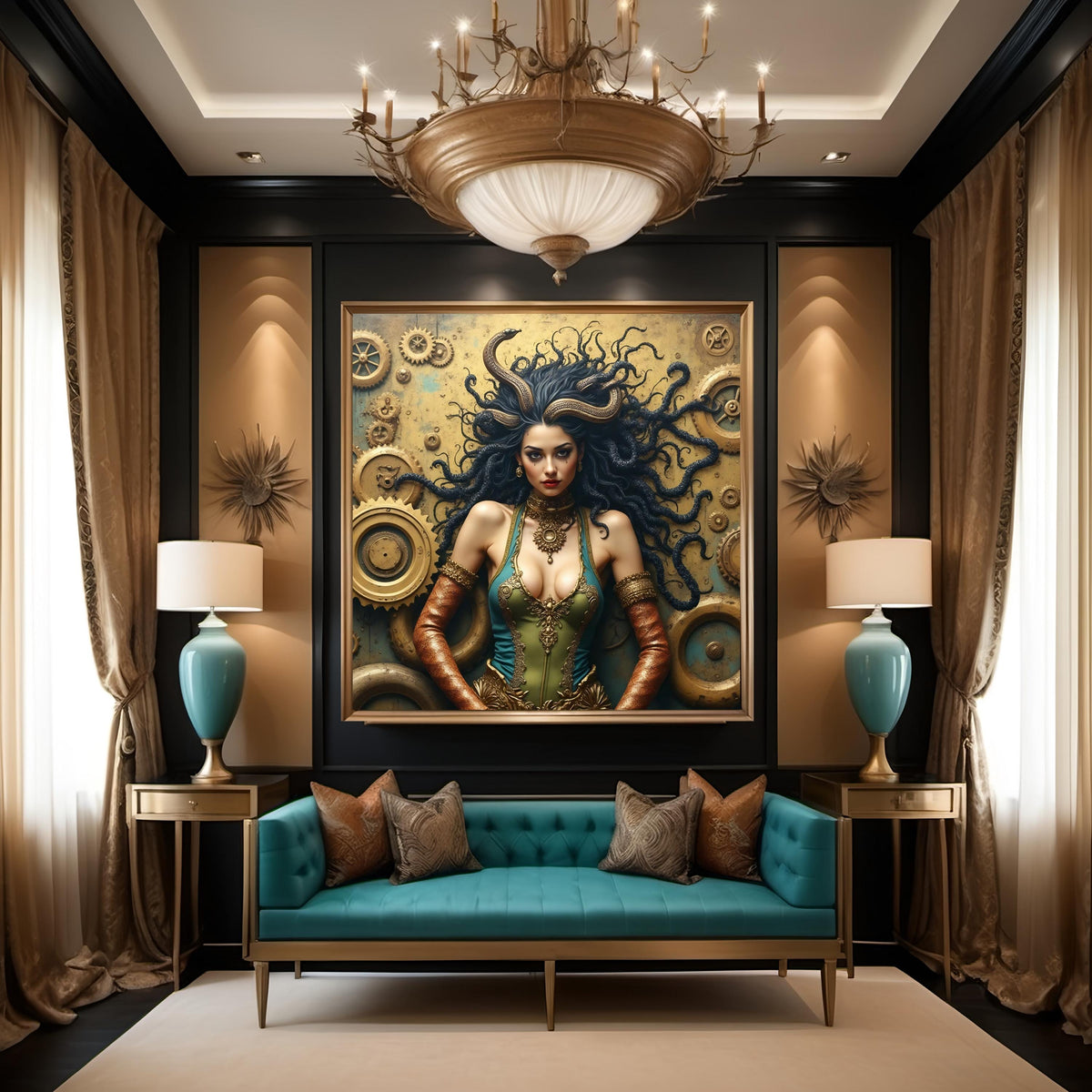 Steampunk Medusa Digital Print: Mythical Fantasy Wall Art (4096x4096 pixels)
