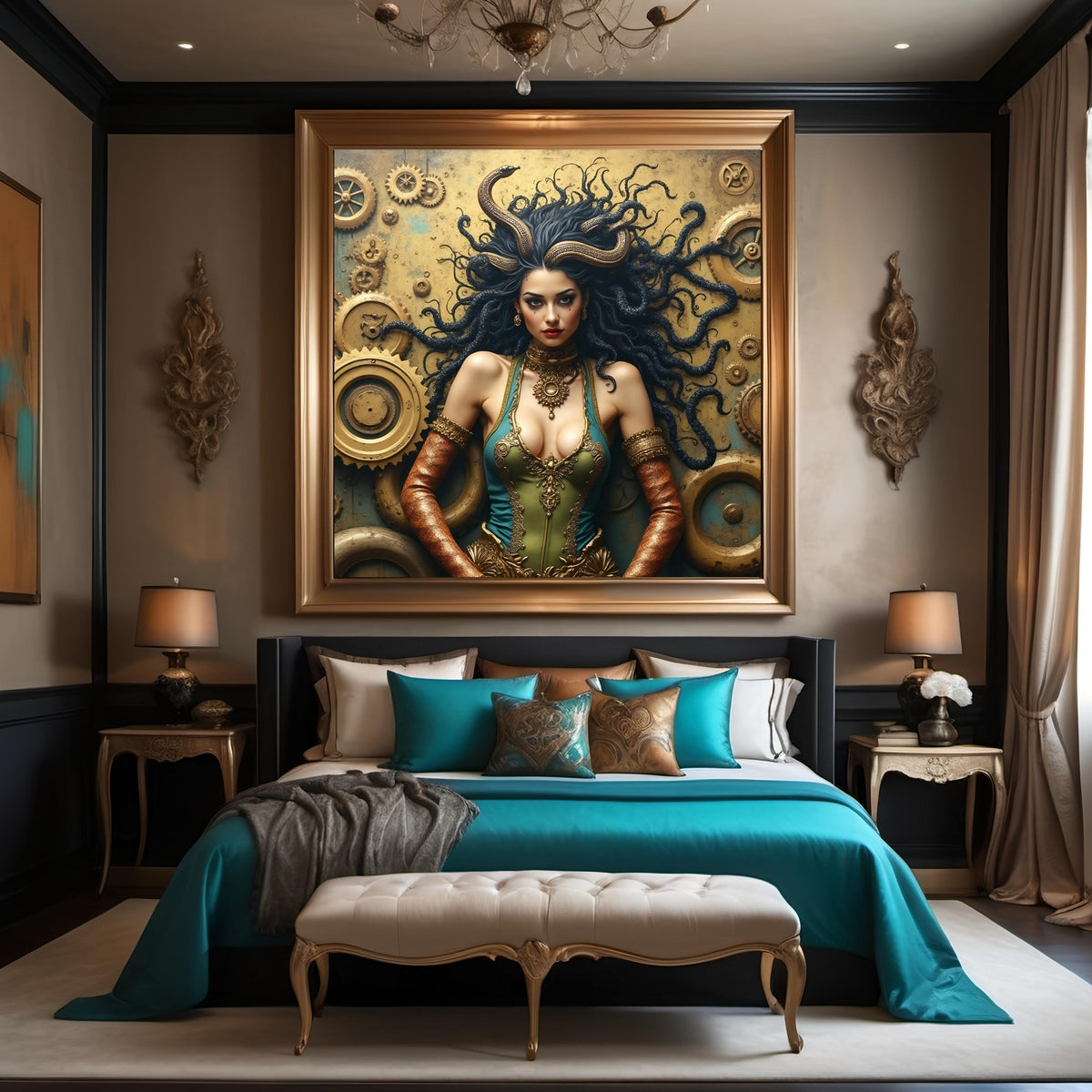 Steampunk Medusa Digital Print: Mythical Fantasy Wall Art (4096x4096 pixels)