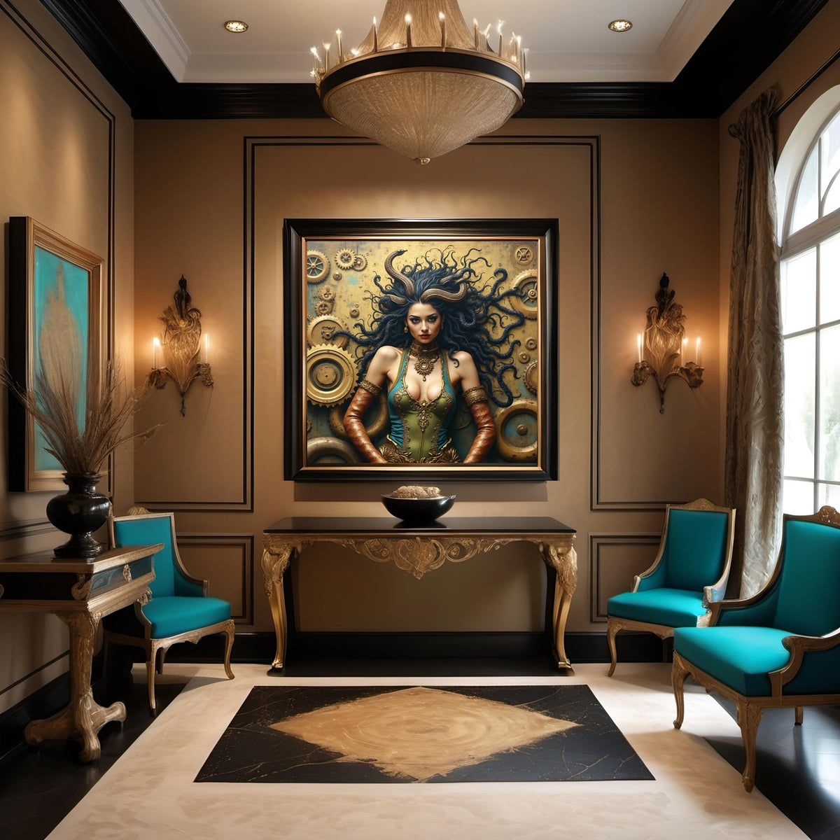 Steampunk Medusa Digital Print: Mythical Fantasy Wall Art (4096x4096 pixels)