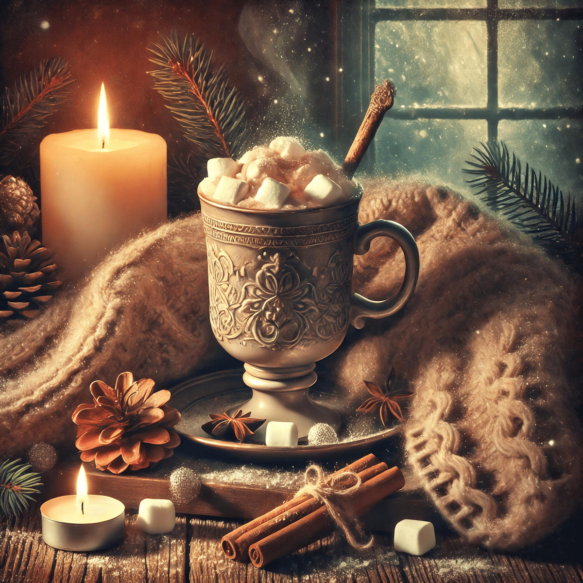 Rustic Winter Hot Cocoa Print: Vintage Holiday Wall Art (Digital Download)
