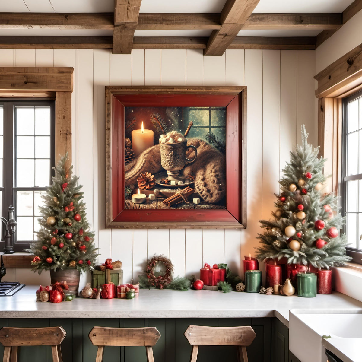 Rustic Winter Hot Cocoa Print: Vintage Holiday Wall Art (Digital Download)