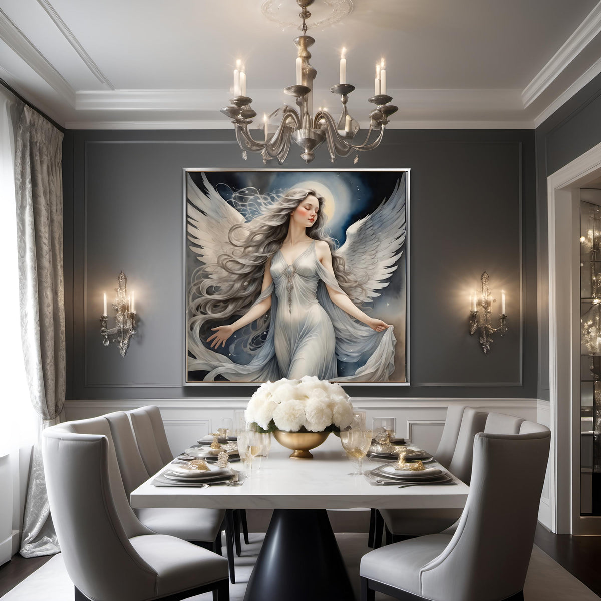 Christmas Angel Digital Print: Celestial Portrait, Holiday Home Decor (Digital Download)