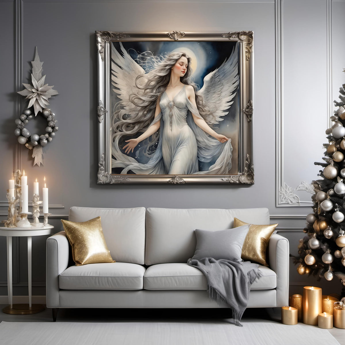 Christmas Angel Digital Print: Celestial Portrait, Holiday Home Decor (Digital Download)