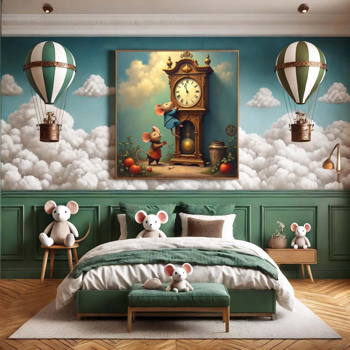 Vintage Mouse Clock Print: Hickory Dickory Dock Nursery Art (Digital Download) 2