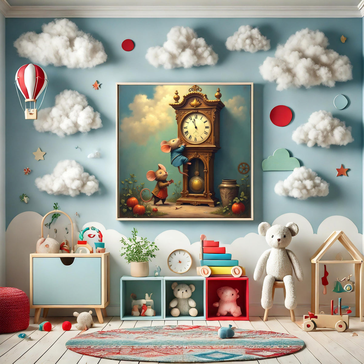 Vintage Mouse Clock Print: Hickory Dickory Dock Nursery Art (Digital Download) 2