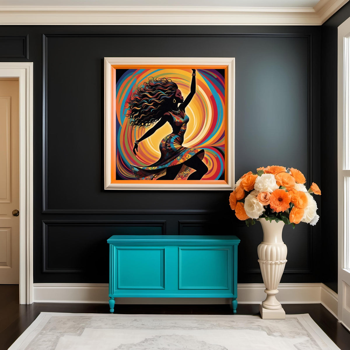 Dancing Woman Silhouette Art Print: Colorful Abstract Home Decor (Digital Download)