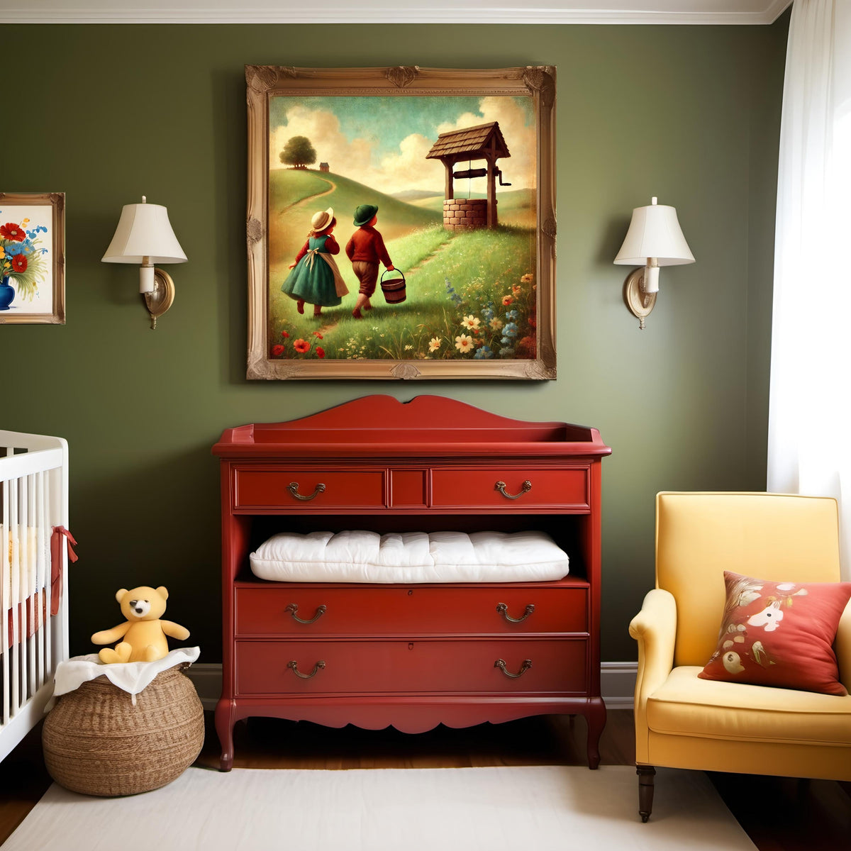 Jack and Jill Nursery Print: Vintage Farmhouse Children's Room Art (Digital Download)