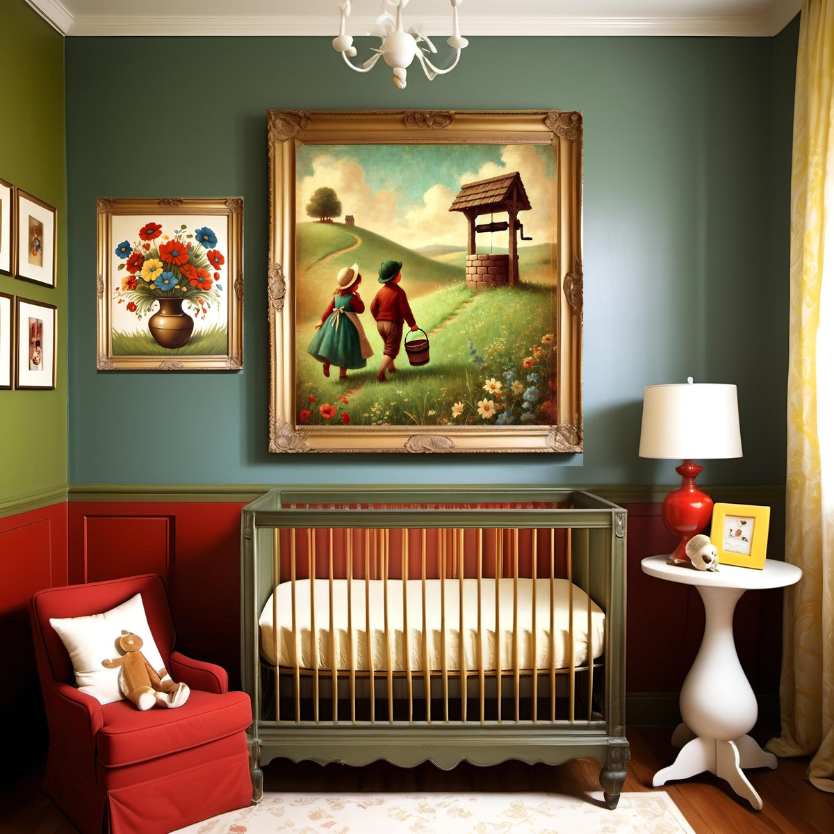 Jack and Jill Nursery Print: Vintage Farmhouse Children's Room Art (Digital Download)