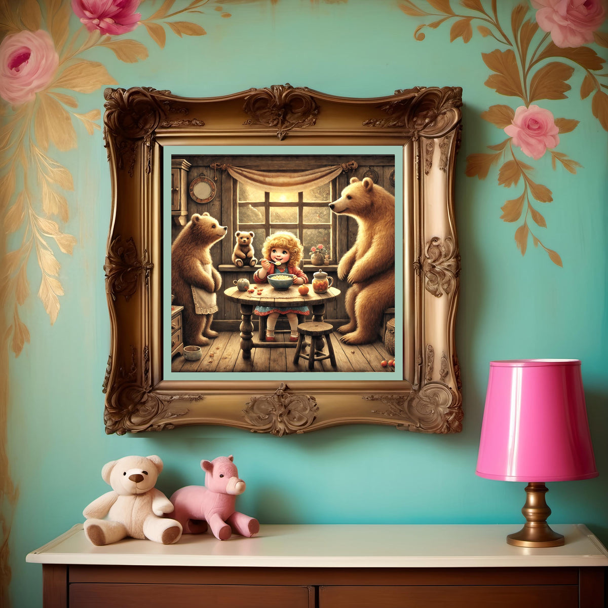 Goldilocks and the Three Bears Art: Whimsical Nursery Decor (Digital Download)