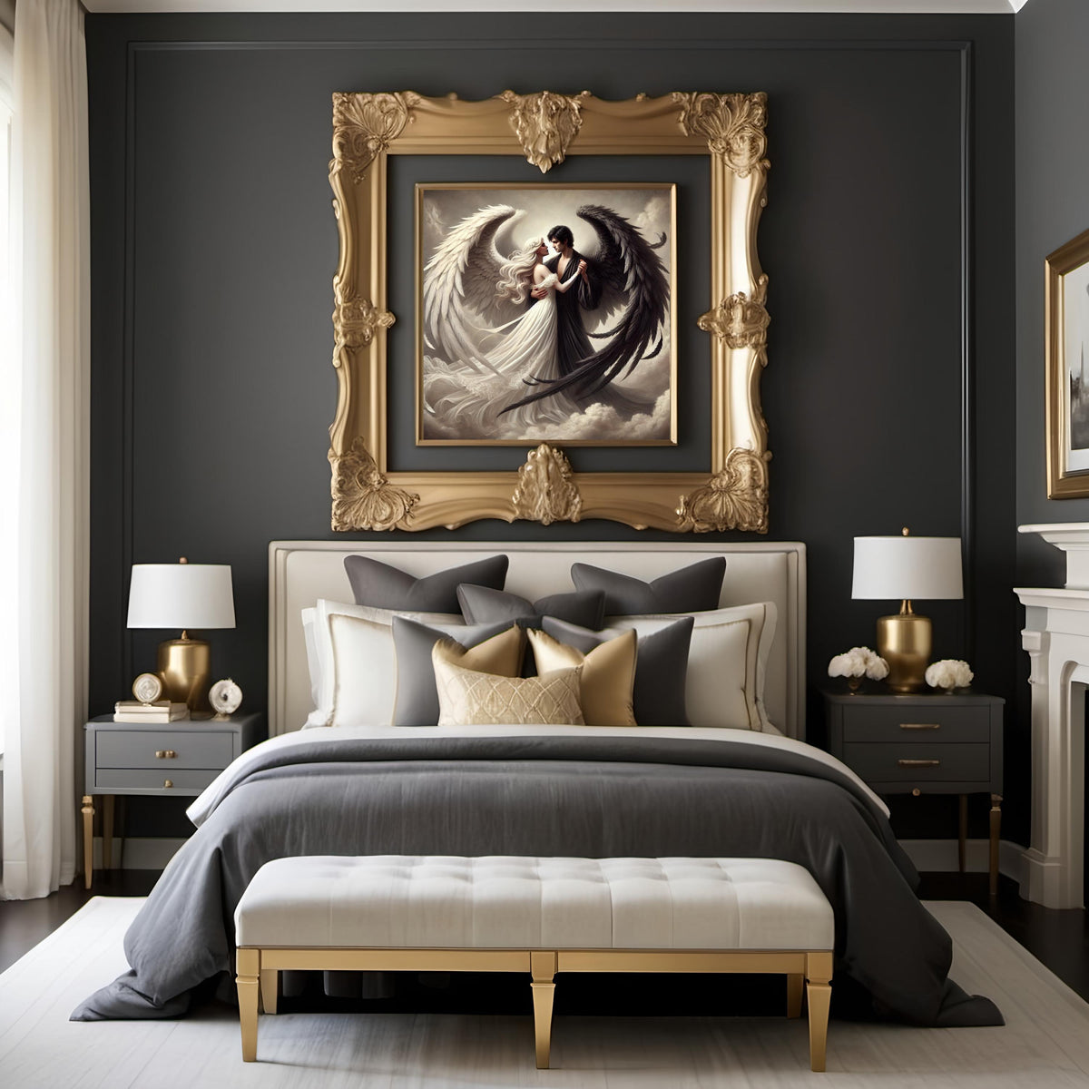 Angelic Dance Digital Print: Vintage Celestial Love Story Wall Art (Digital Download)