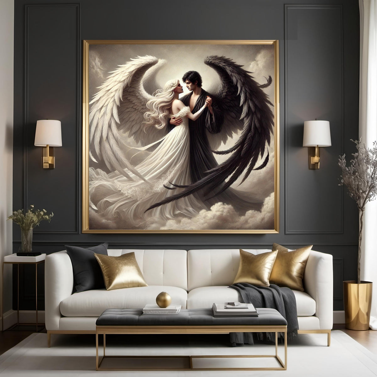 Angelic Dance Digital Print: Vintage Celestial Love Story Wall Art (Digital Download)