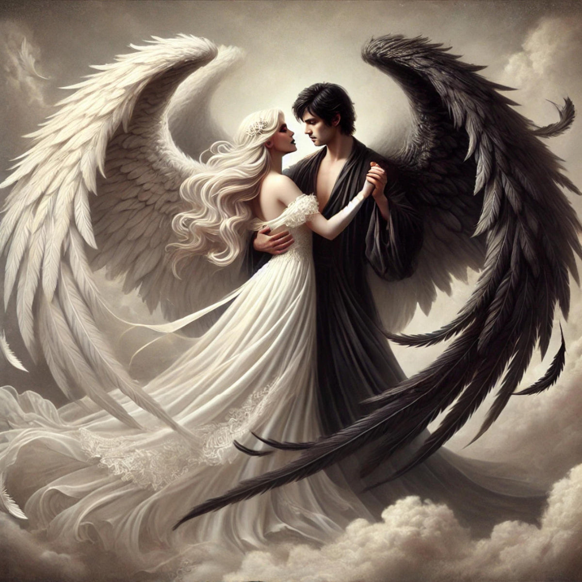 Angelic Dance Digital Print: Vintage Celestial Love Story Wall Art (Digital Download)