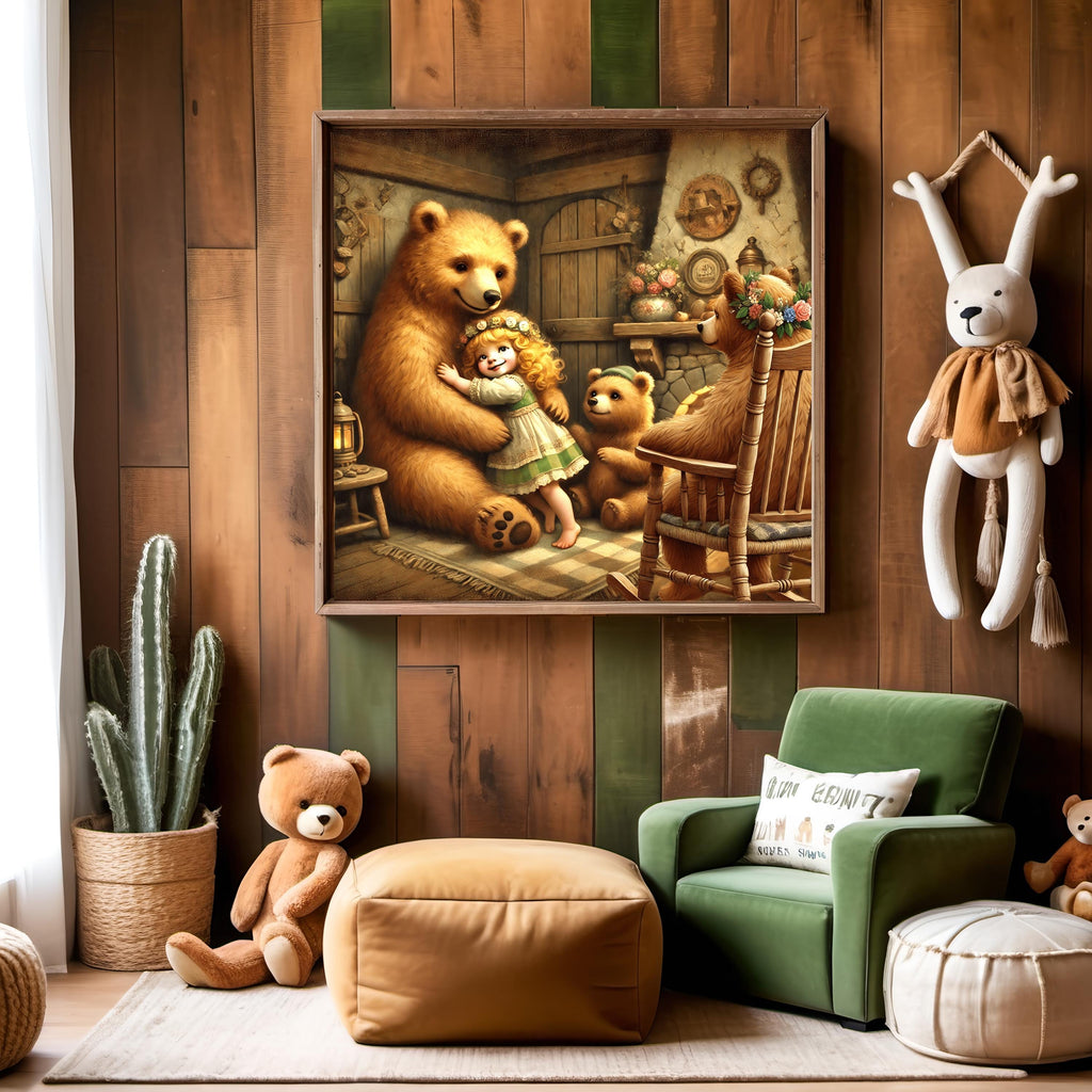 Goldilocks and the Three Bears Art: Whimsical Nursery Decor (Digital Download) 3