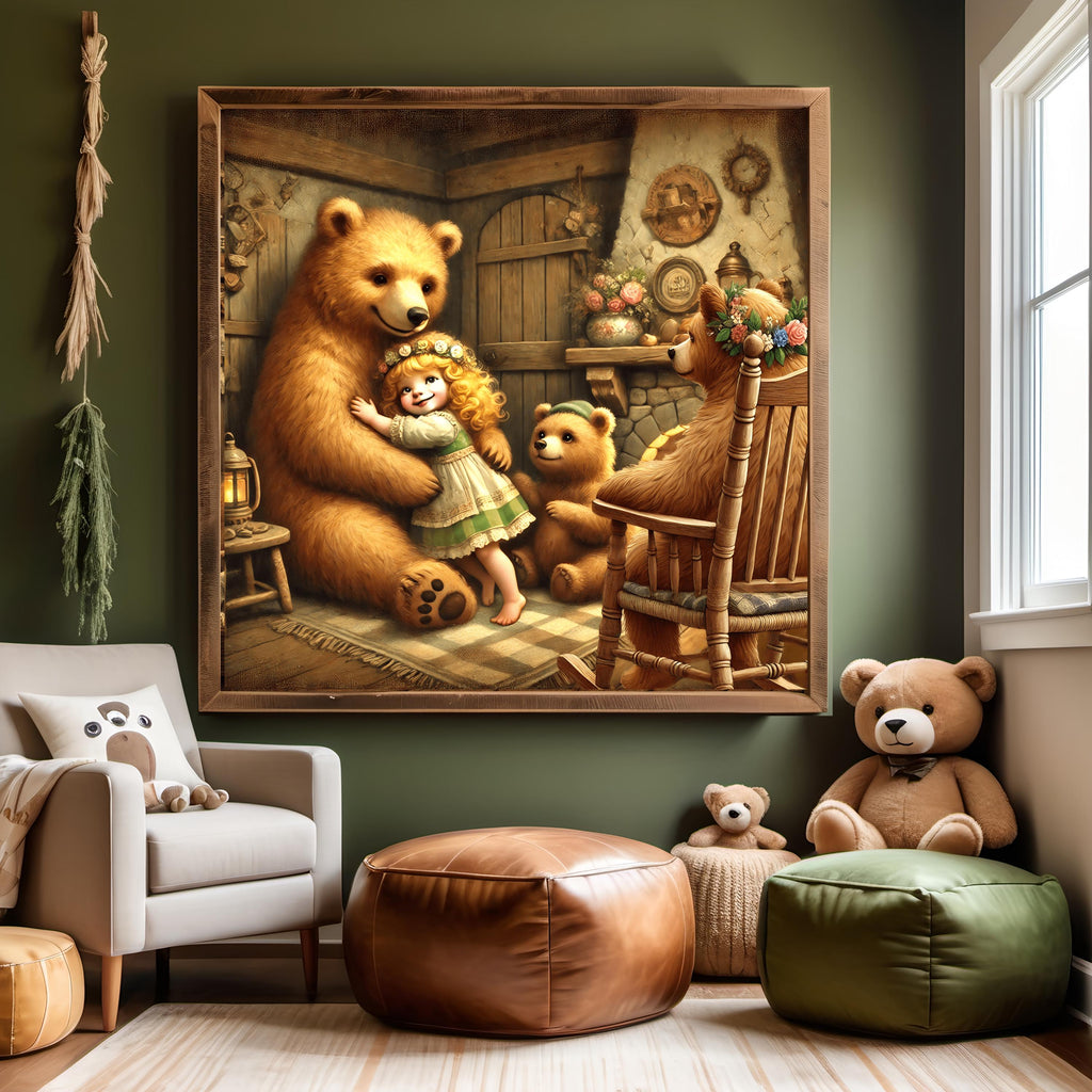 Goldilocks and the Three Bears Art: Whimsical Nursery Decor (Digital Download) 3