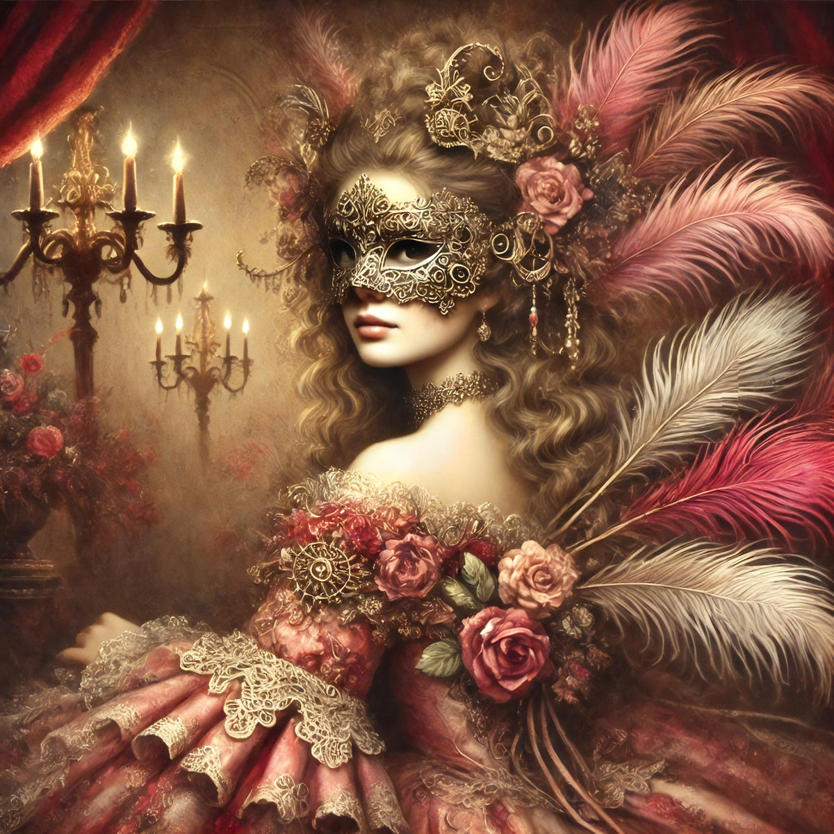 Vintage Masquerade Ball Art: Steampunk Valentine Decor (Digital Art Download)