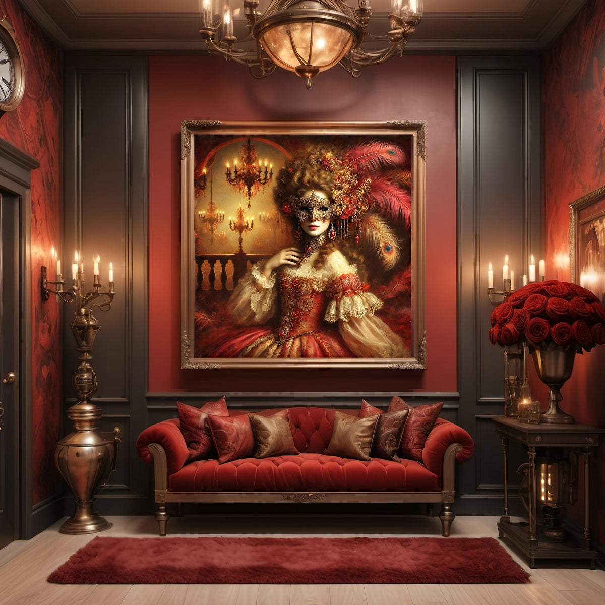 Victorian Masquerade Art Print: Steampunk Mask, Valentine Decor (Digital Download)
