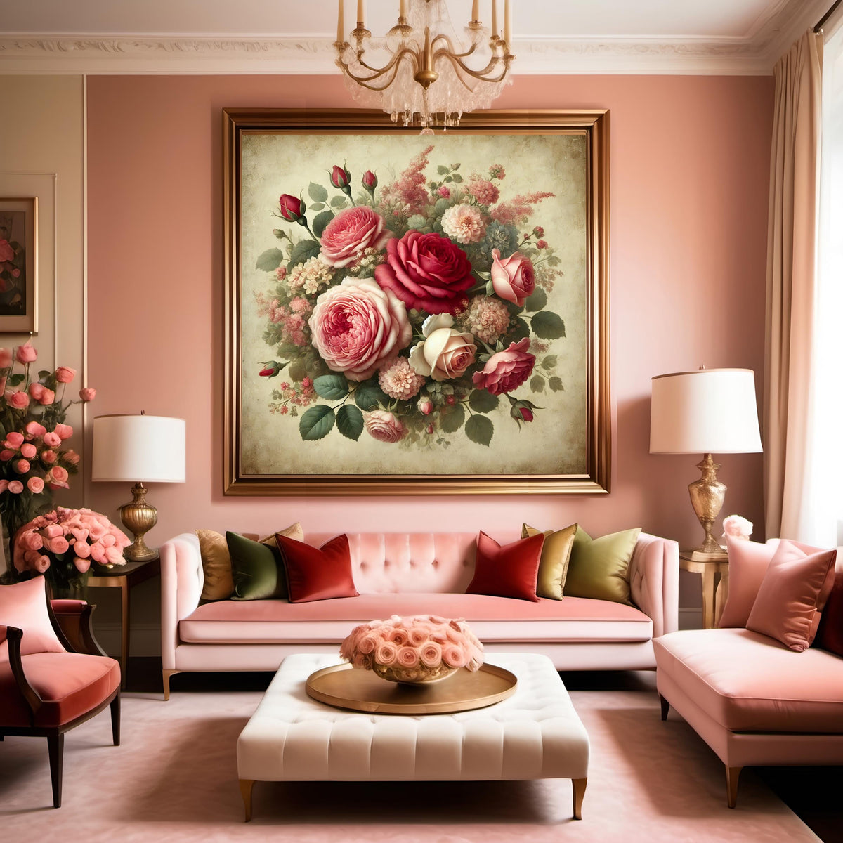 Vintage Floral Roses Print: Romantic Botanical Wall Art (Digital Download)