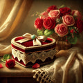 Vintage Roses Still Life Art: Heart-Shaped Box (Digital Download)