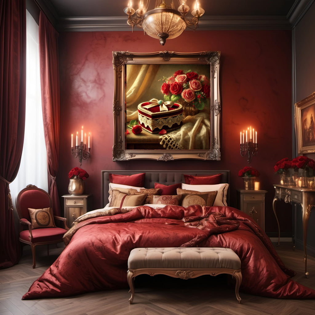Vintage Roses Still Life Art: Heart-Shaped Box (Digital Download)