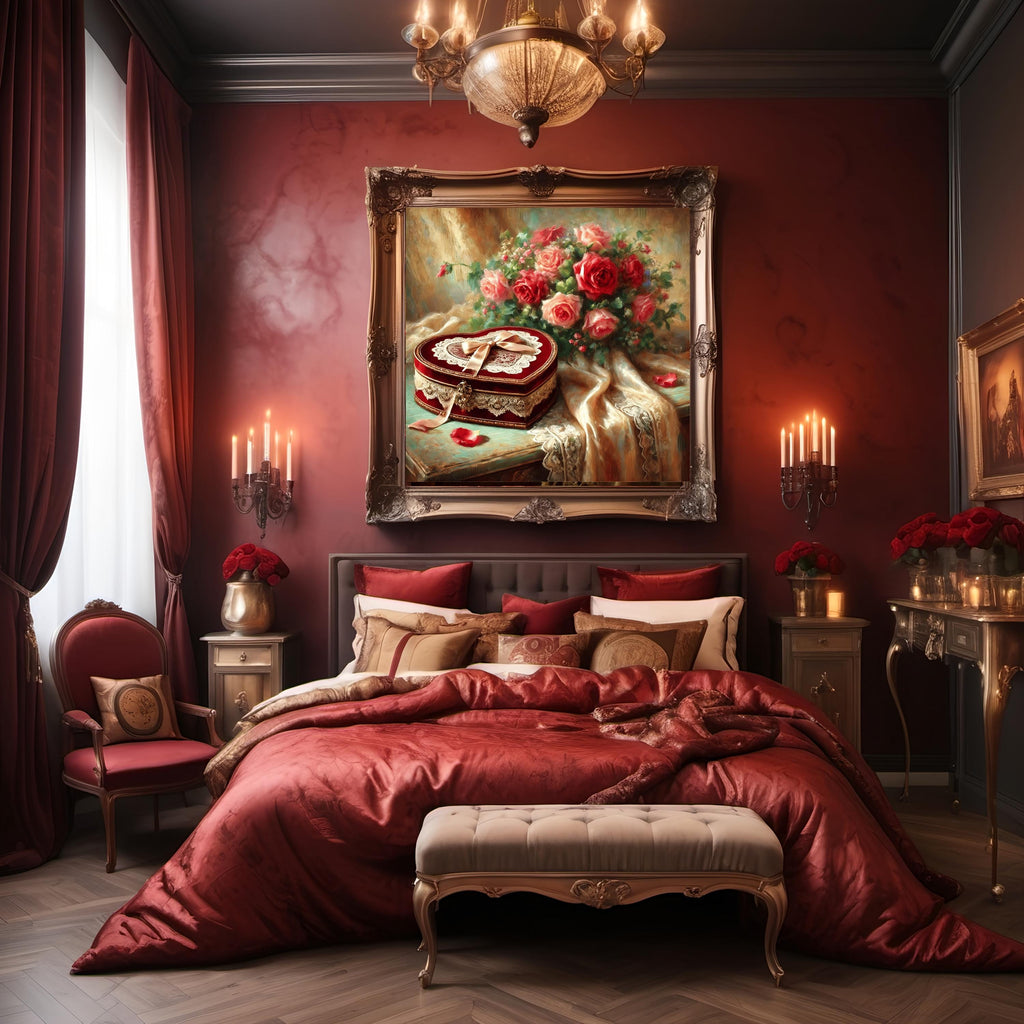 Vintage Heart and Roses Still Life Art Print (Digital Download)