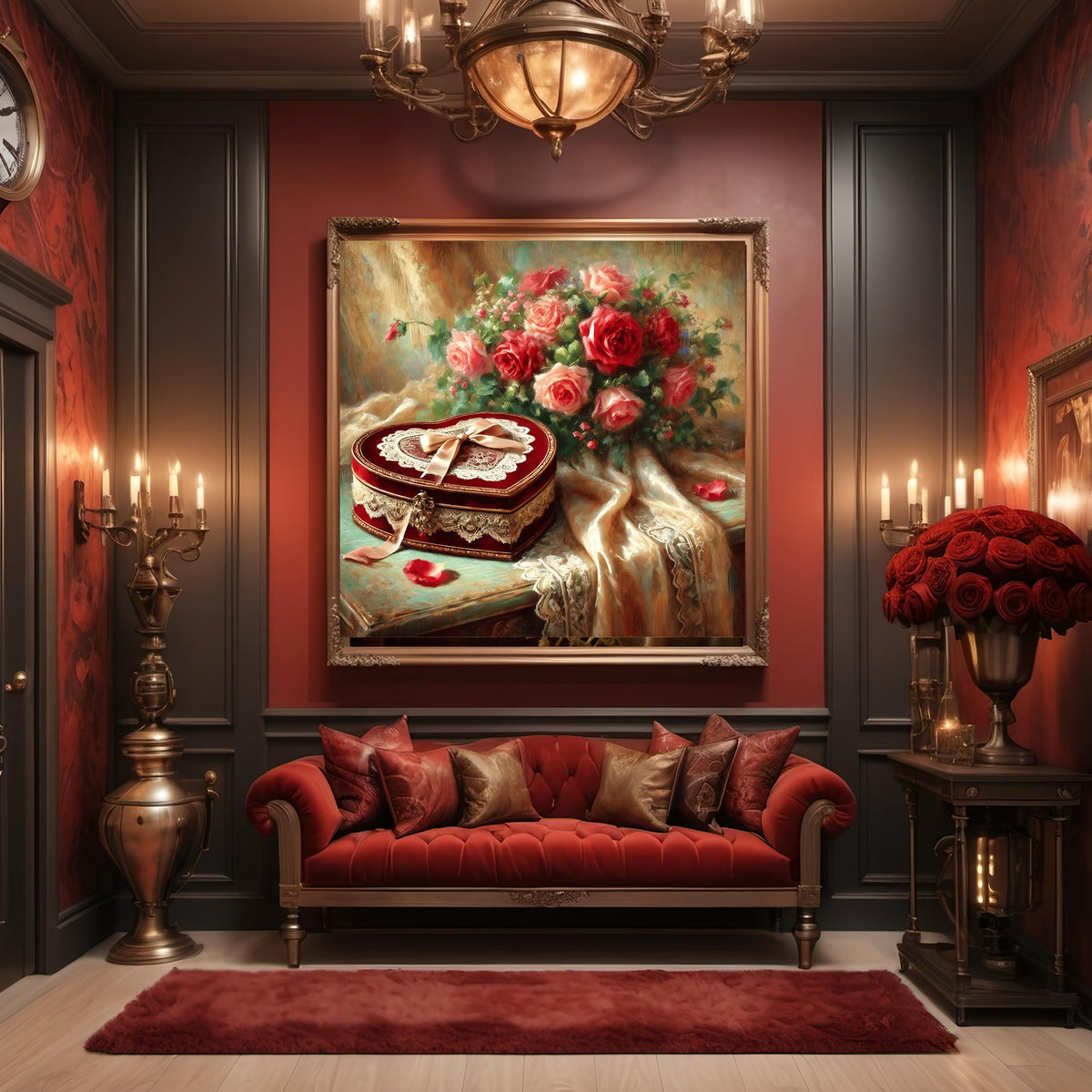 Vintage Heart and Roses Still Life Art Print (Digital Download)