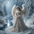 Victorian Winter Angel Art Print: Celestial Snowy Scene (Digital Download)