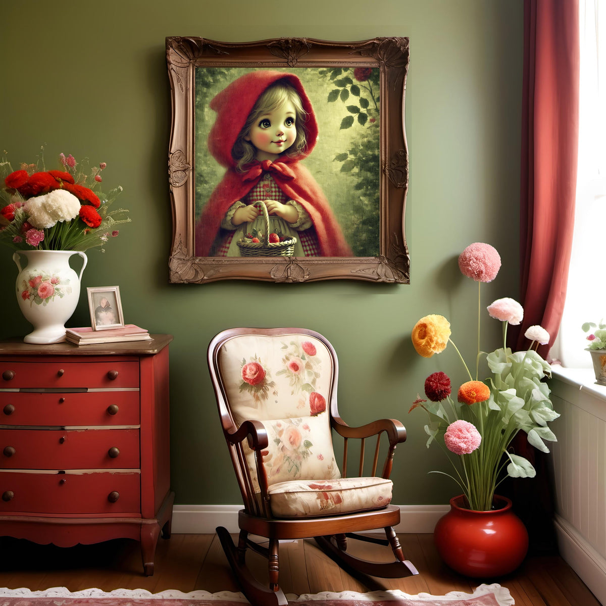 Little Red Riding Hood Art: Whimsical Fairytale Nursery Decor (Digital Print)