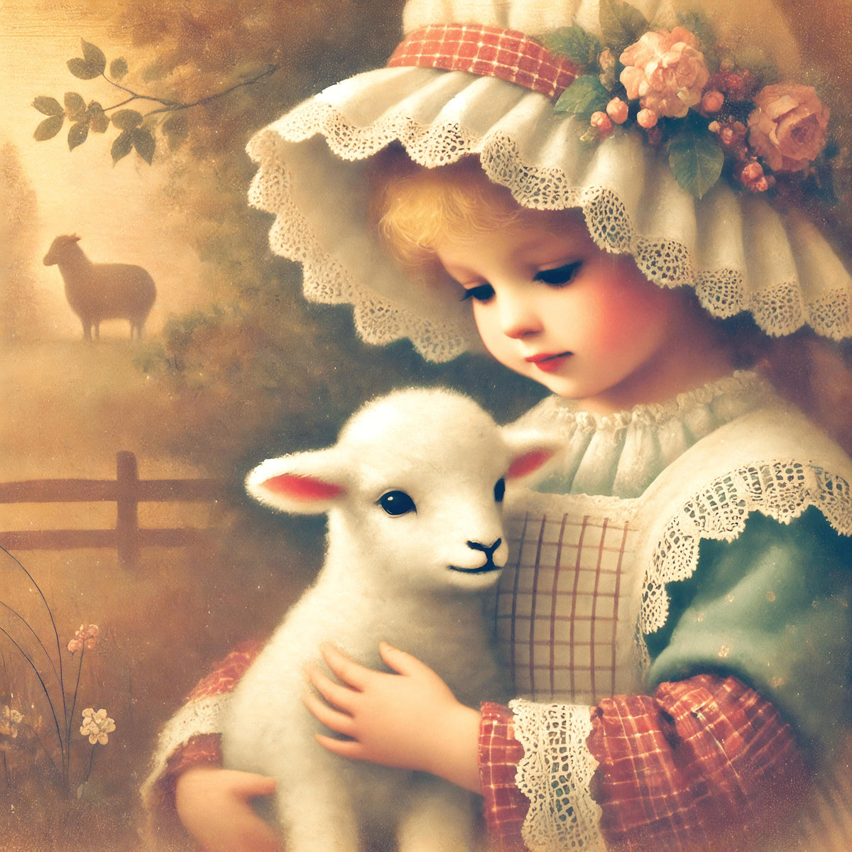 Mary Had a Little Lamb Print: Vintage Nursery Wall Art (Digital Download)