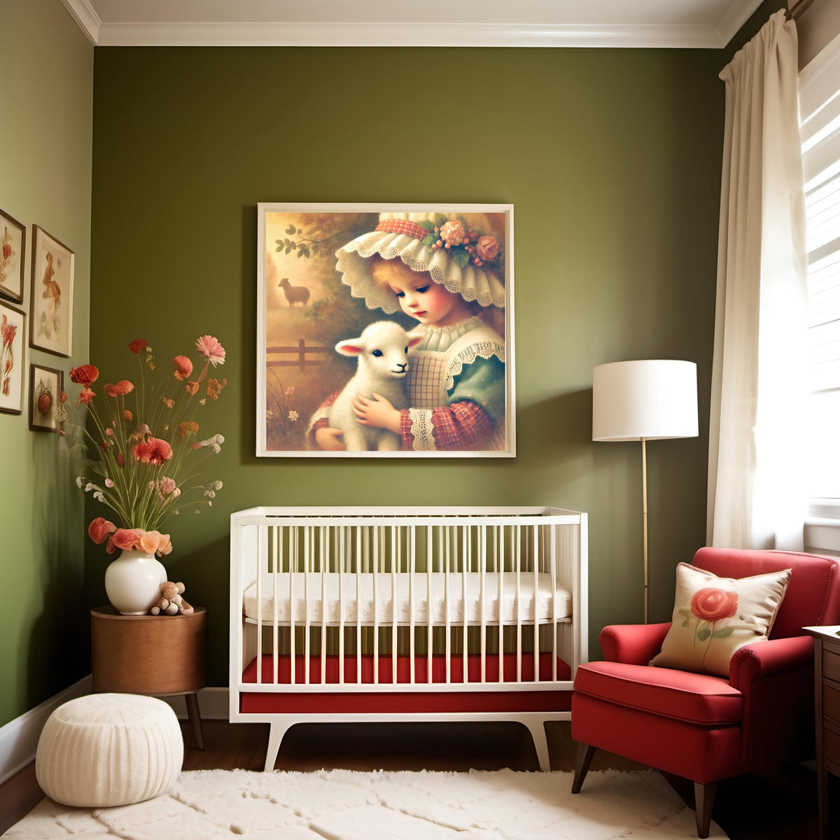 Mary Had a Little Lamb Print: Vintage Nursery Wall Art (Digital Download)