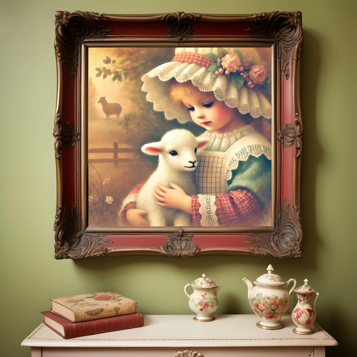 Mary Had a Little Lamb Print: Vintage Nursery Wall Art (Digital Download)