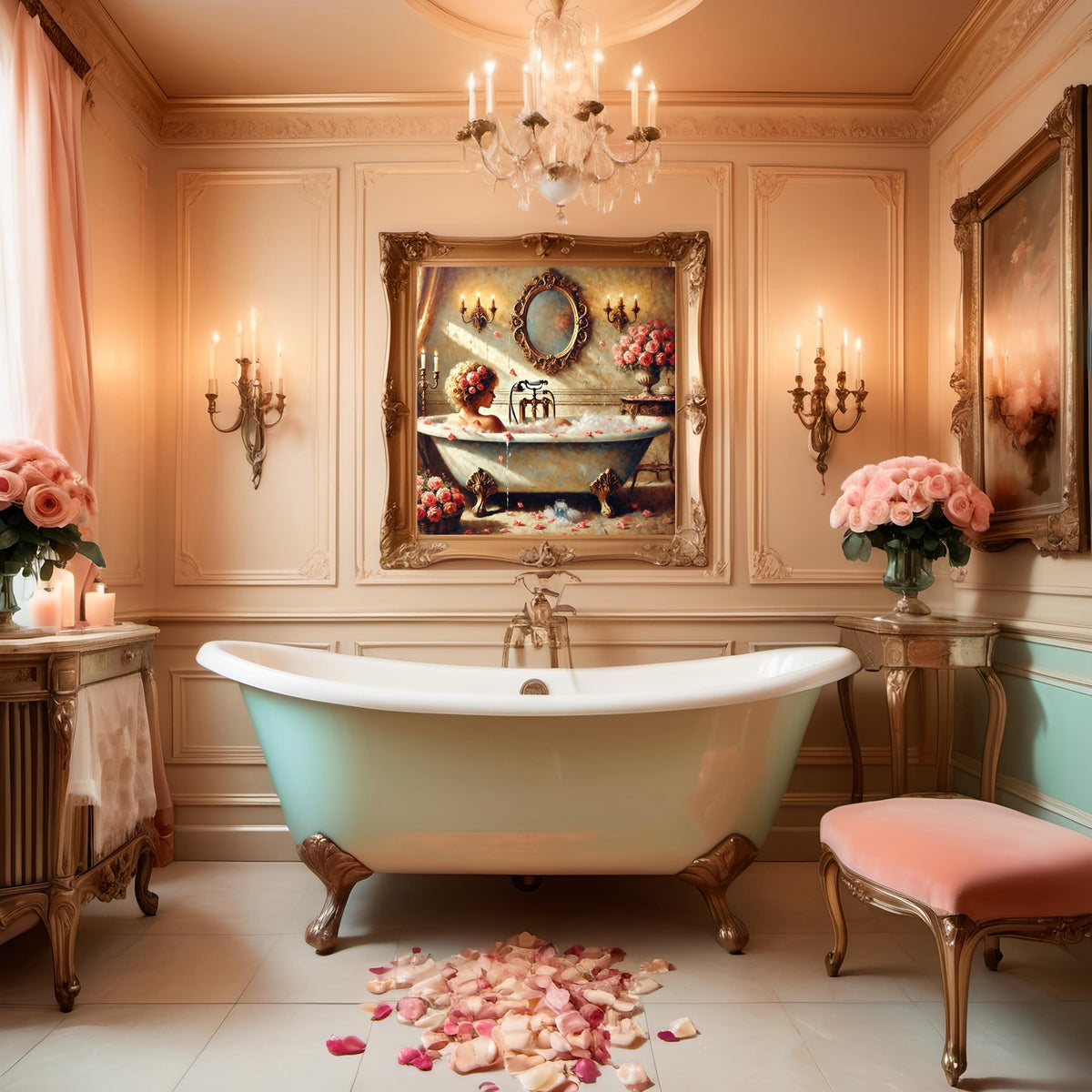Vintage Bubble Bath Art: Romantic Victorian Bathroom Print (Digital Download)